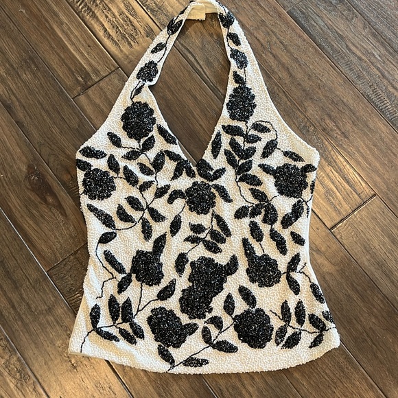 Cache Tops - Vintage Beaded Cache Halter Top